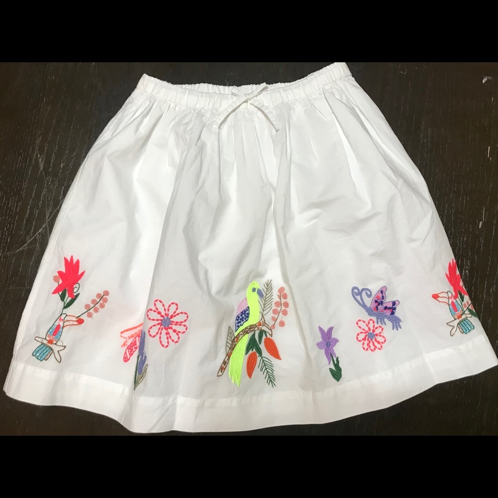 Crewcuts pull-on skirt in embroidered bird garden
